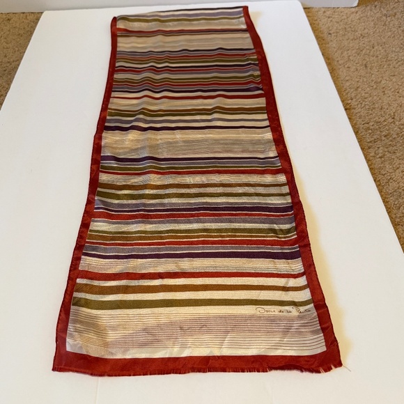Vintage Oscar De La Renta Silk Rectangular Stripes Scarf 51.5 x 10 - Picture 8 of 8